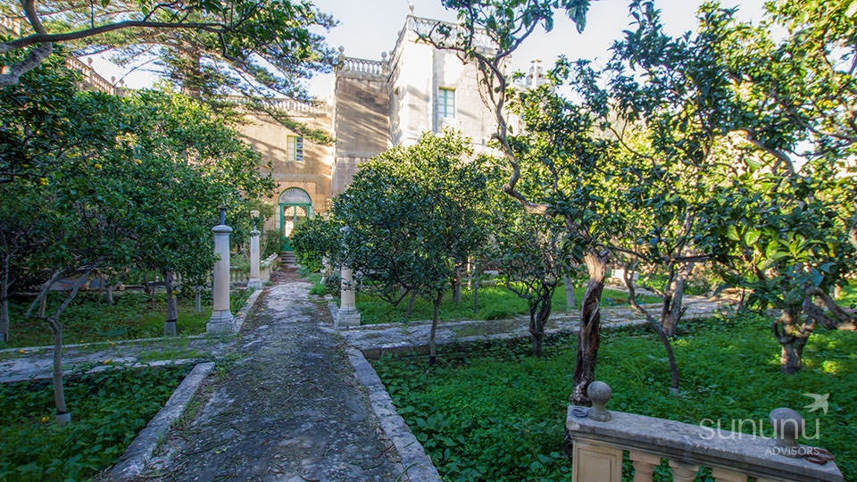 Beautifully landscaped garden of palazzo in Zebbug