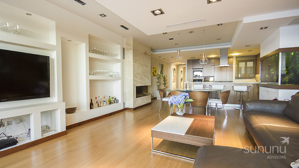 Ultra-stylish living area of designer apartment in Xemxija